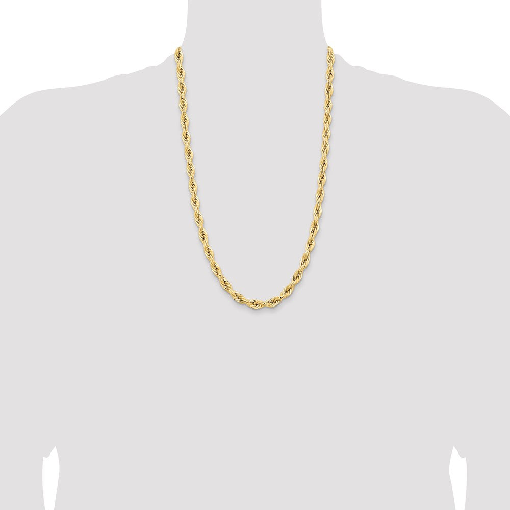 14K 7mm Semi Solid Rope with Lobster Clasp Chain