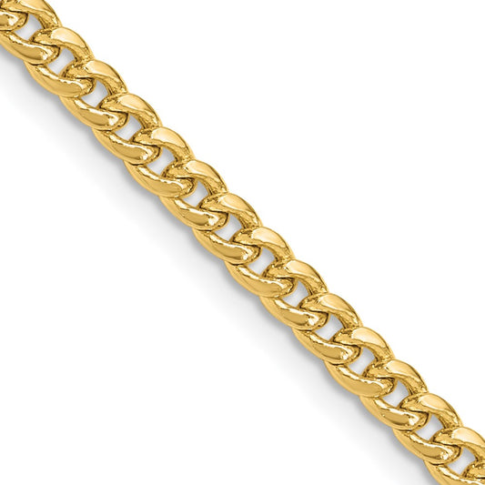 14k 3.5mm Semi-Solid Miami Cuban Chain