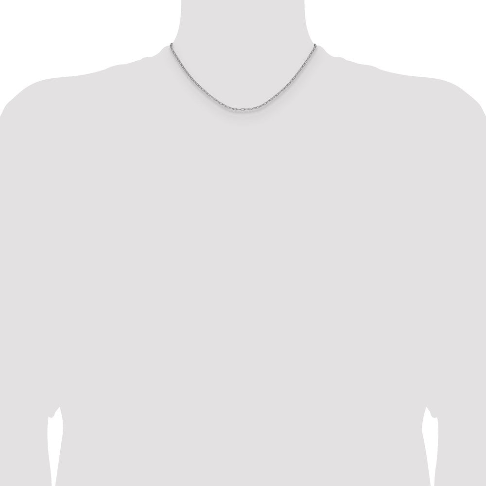 14k White Gold 2.2mm Semi-Solid Beveled Paperclip Chain