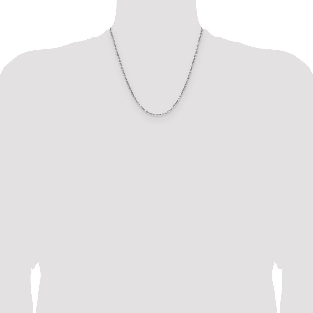 14k White Gold 2.2mm Semi-Solid Beveled Paperclip Chain