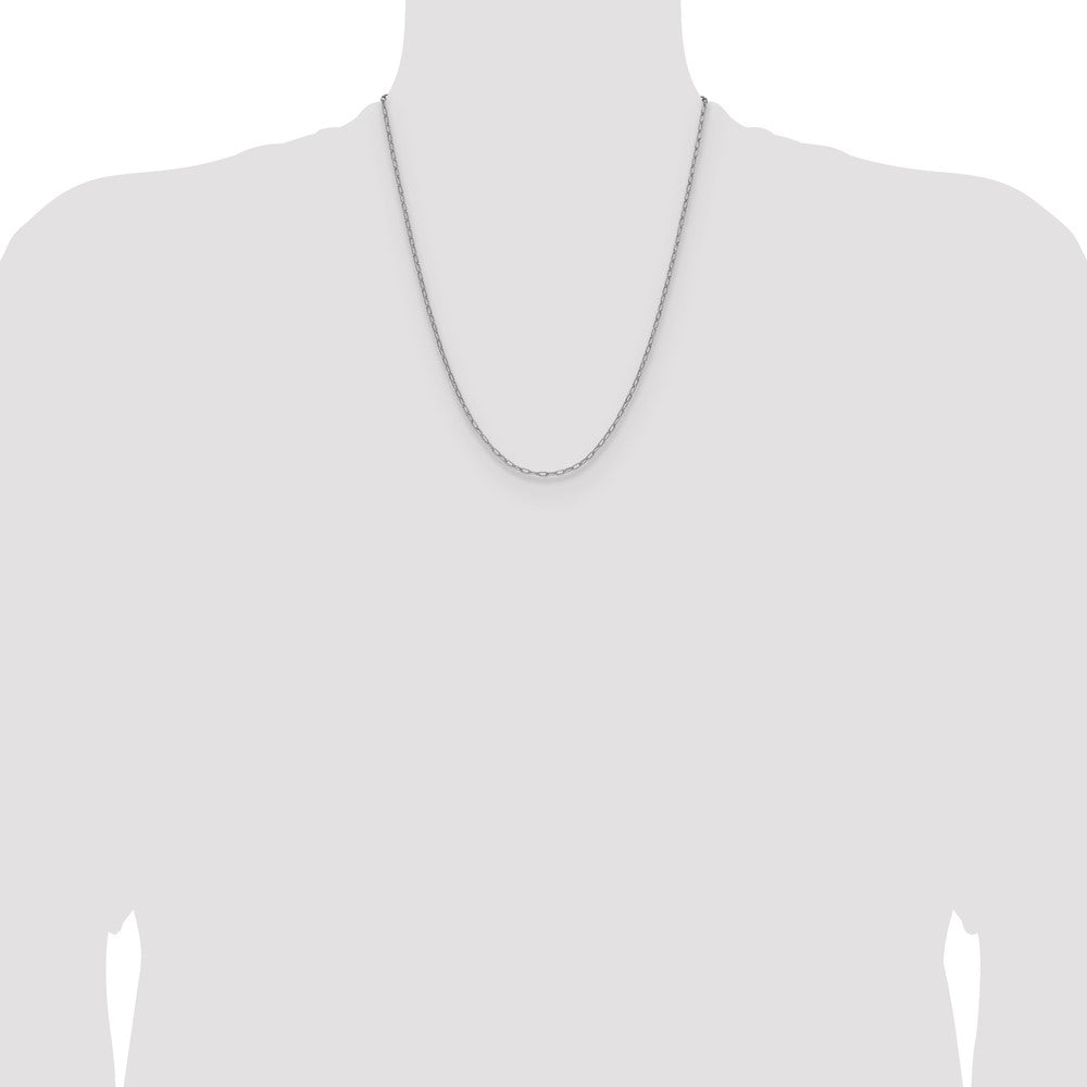 14k White Gold 2.2mm Semi-Solid Beveled Paperclip Chain