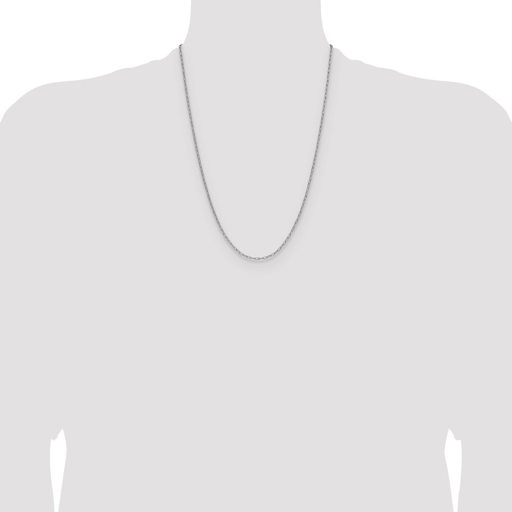 14k White Gold 2.2mm Semi-Solid Beveled Paperclip Chain