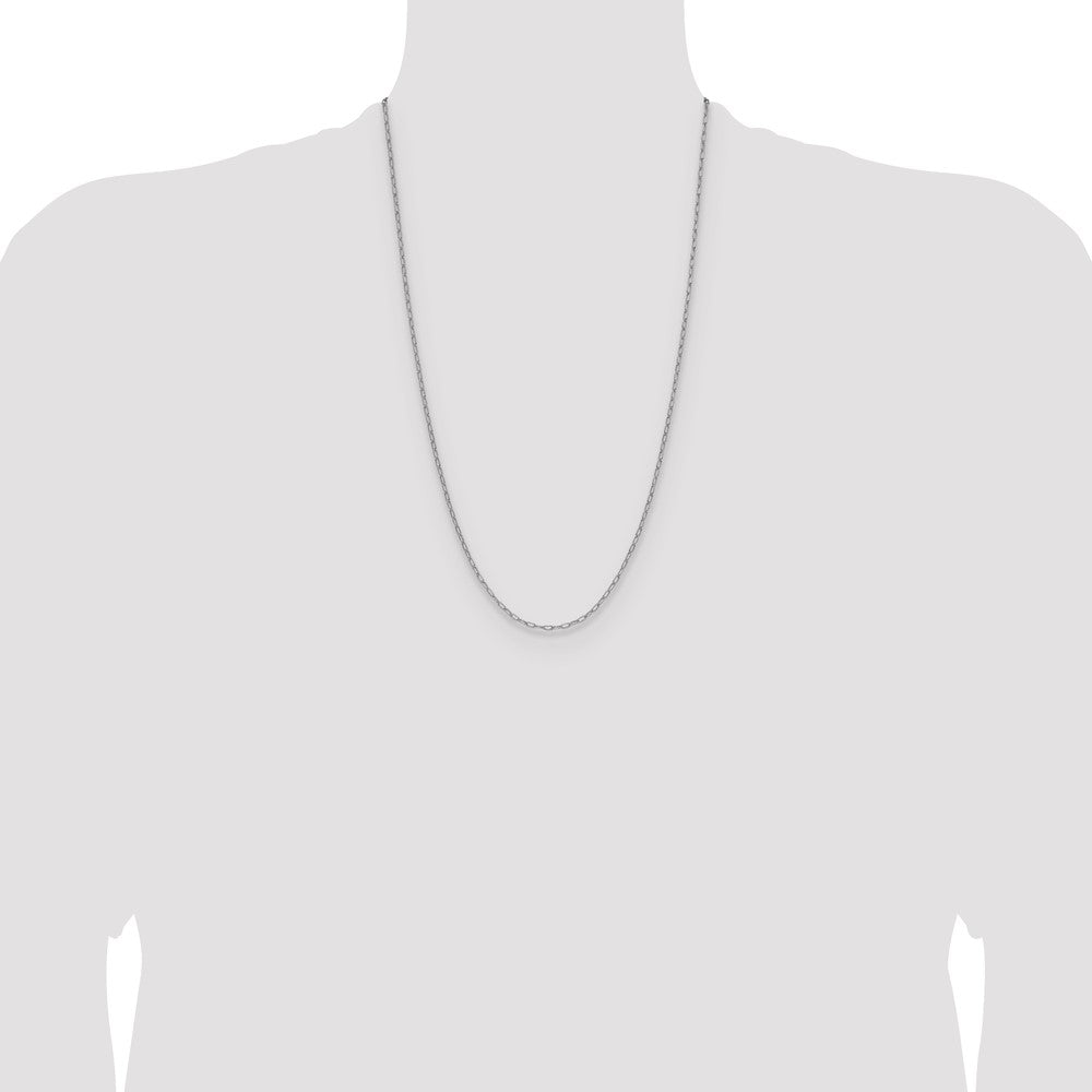 14k White Gold 2.2mm Semi-Solid Beveled Paperclip Chain