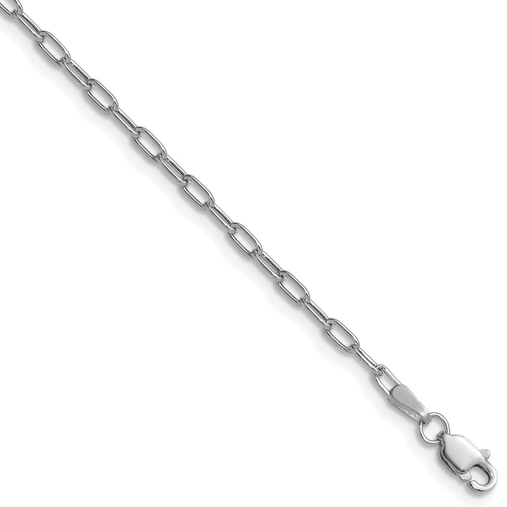 14k White Gold 2.2mm Semi-Solid Beveled Paperclip Chain