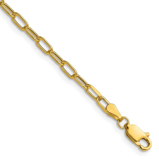 14k 3.0mm Semi-Solid Beveled Paperclip Chain