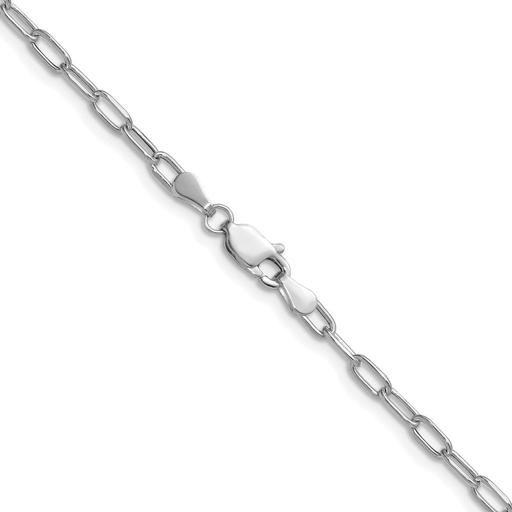 14k White Gold 3.0mm Semi-Solid Beveled Paperclip Chain
