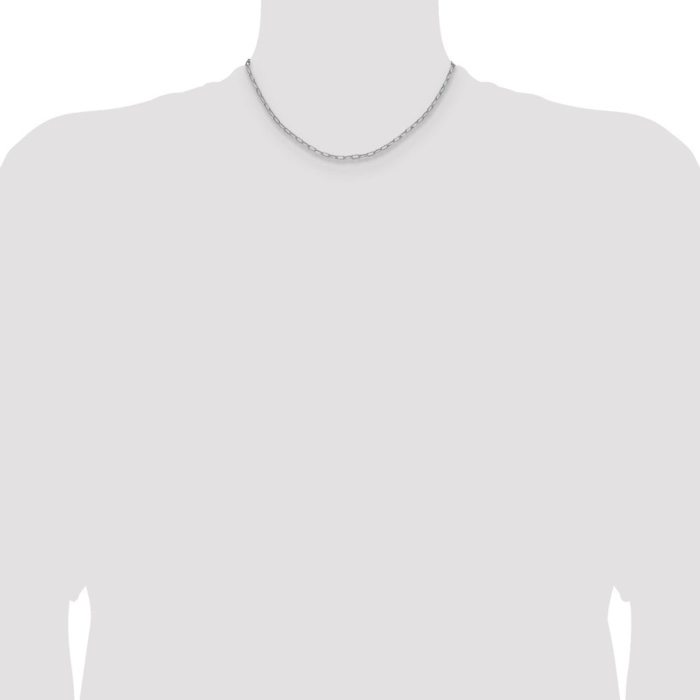 14k White Gold 3.0mm Semi-Solid Beveled Paperclip Chain