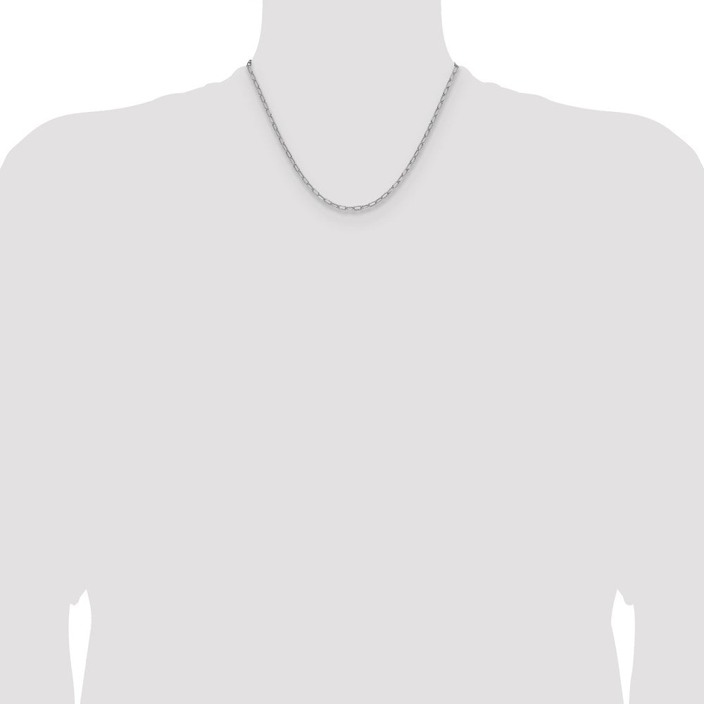 14k White Gold 3.0mm Semi-Solid Beveled Paperclip Chain