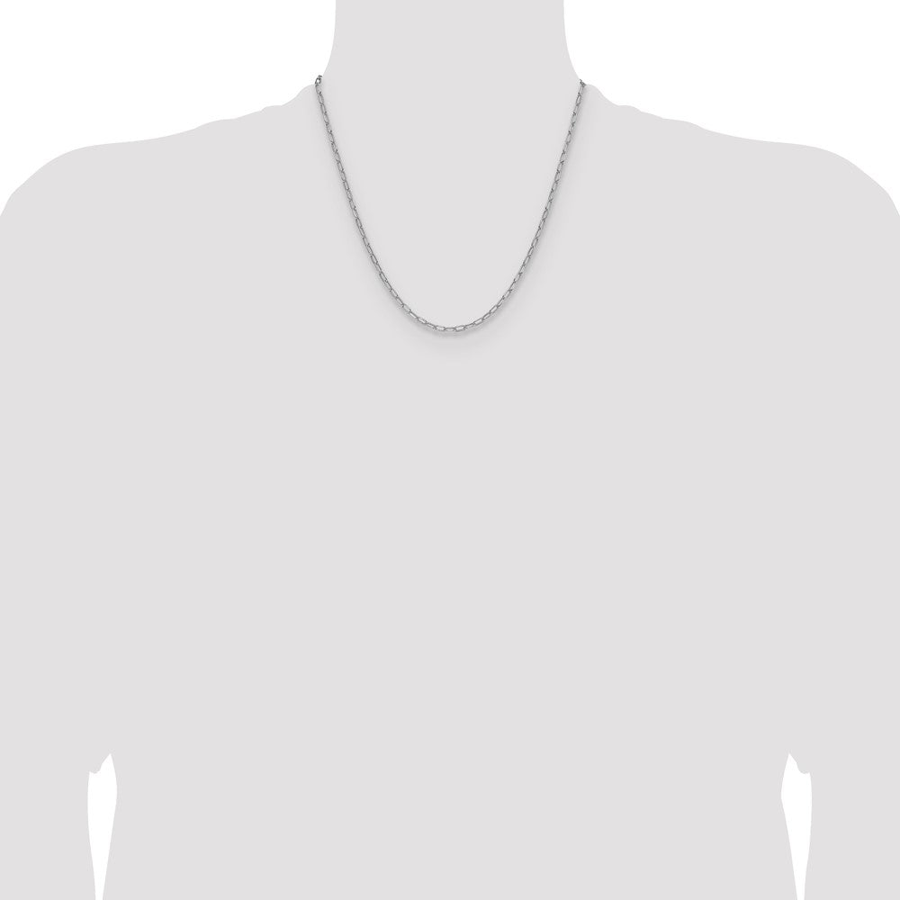 14k White Gold 3.0mm Semi-Solid Beveled Paperclip Chain