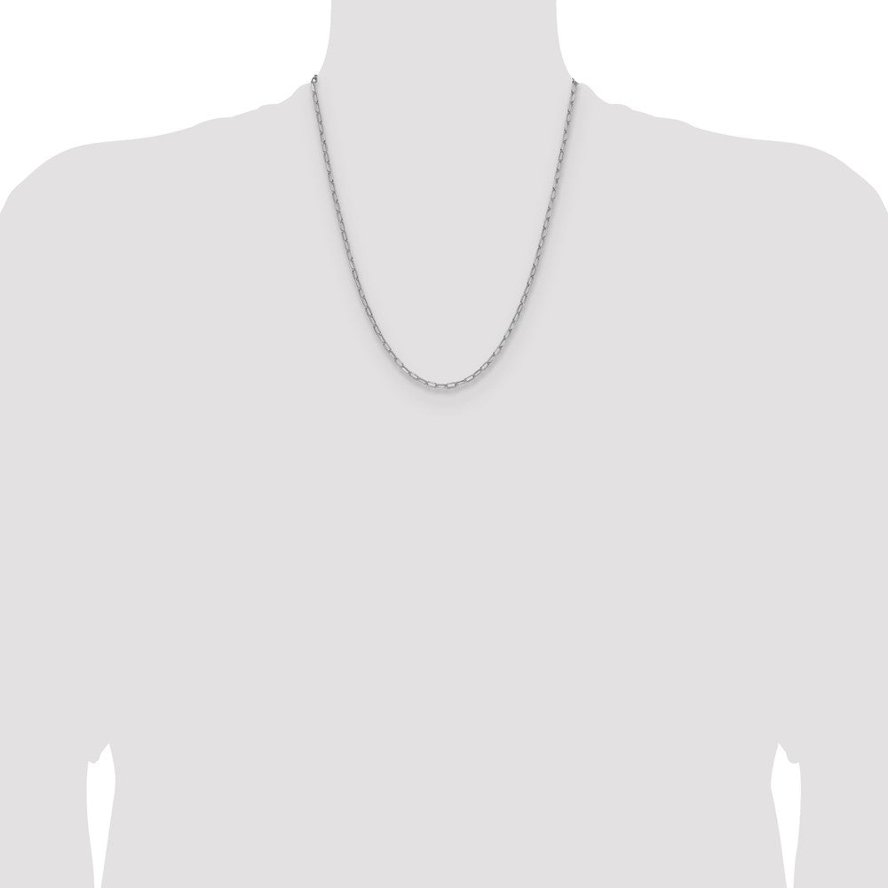 14k White Gold 3.0mm Semi-Solid Beveled Paperclip Chain