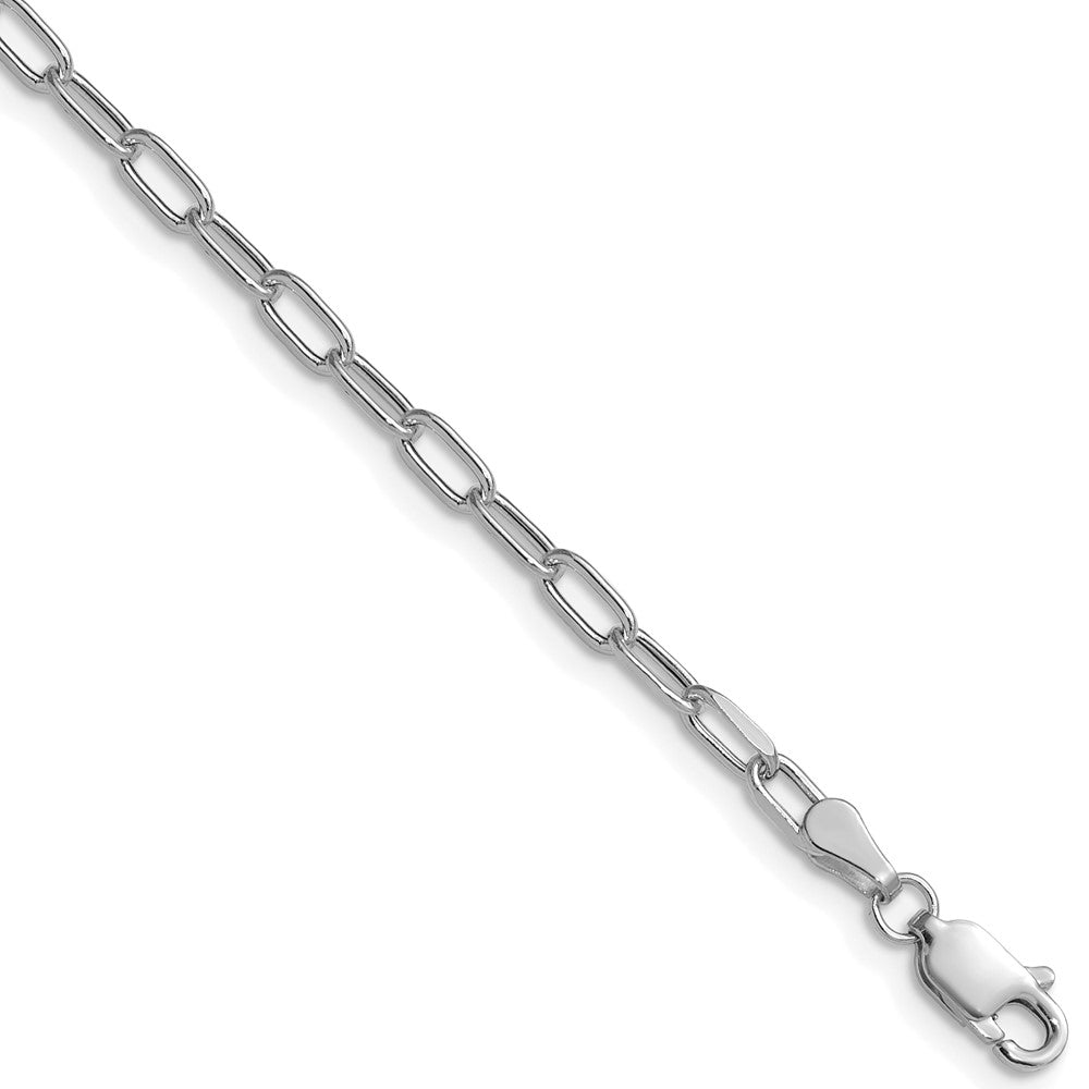 14k White Gold 3.0mm Semi-Solid Beveled Paperclip Chain