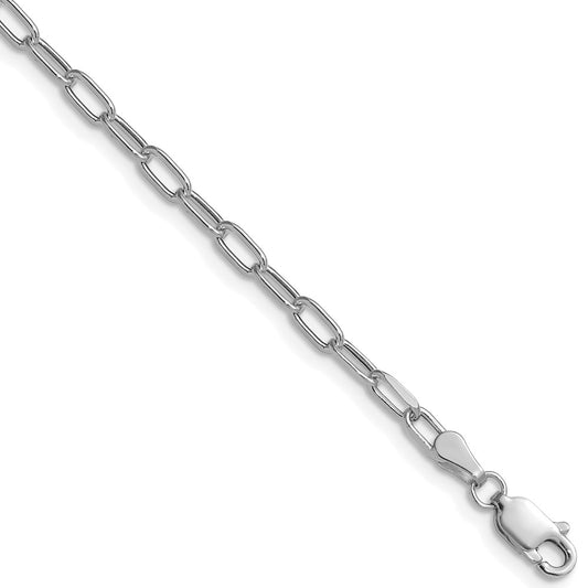 14k White Gold 3.0mm Semi-Solid Beveled Paperclip Chain