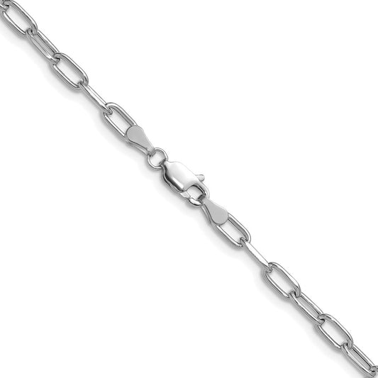14k White Gold 3.7mm Semi-Solid Beveled Paperclip Chain