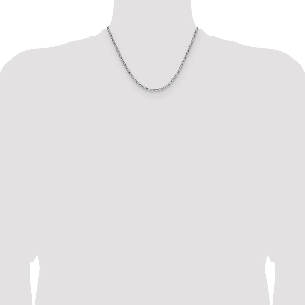 14k White Gold 3.7mm Semi-Solid Beveled Paperclip Chain