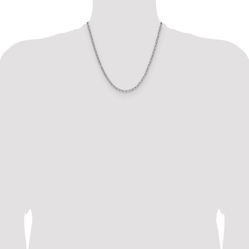 14k White Gold 3.7mm Semi-Solid Beveled Paperclip Chain