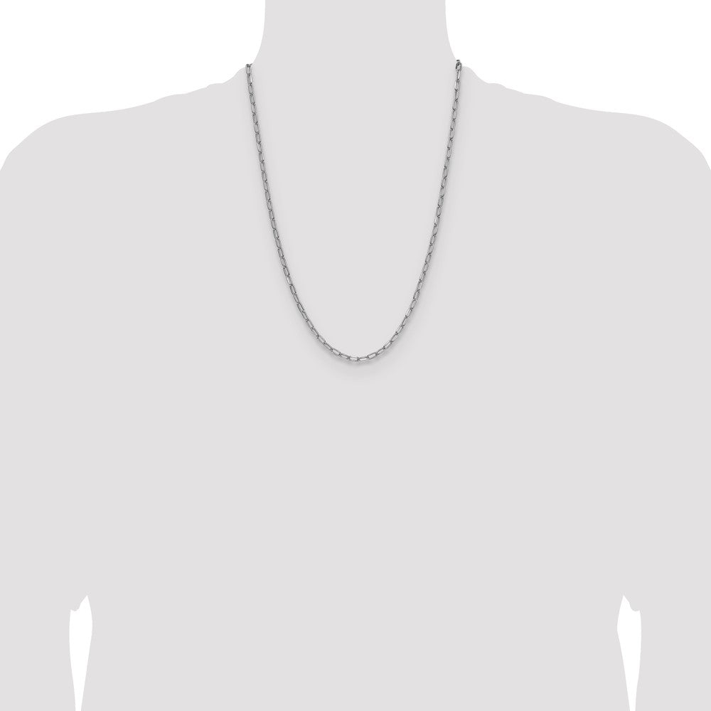 14k White Gold 3.7mm Semi-Solid Beveled Paperclip Chain