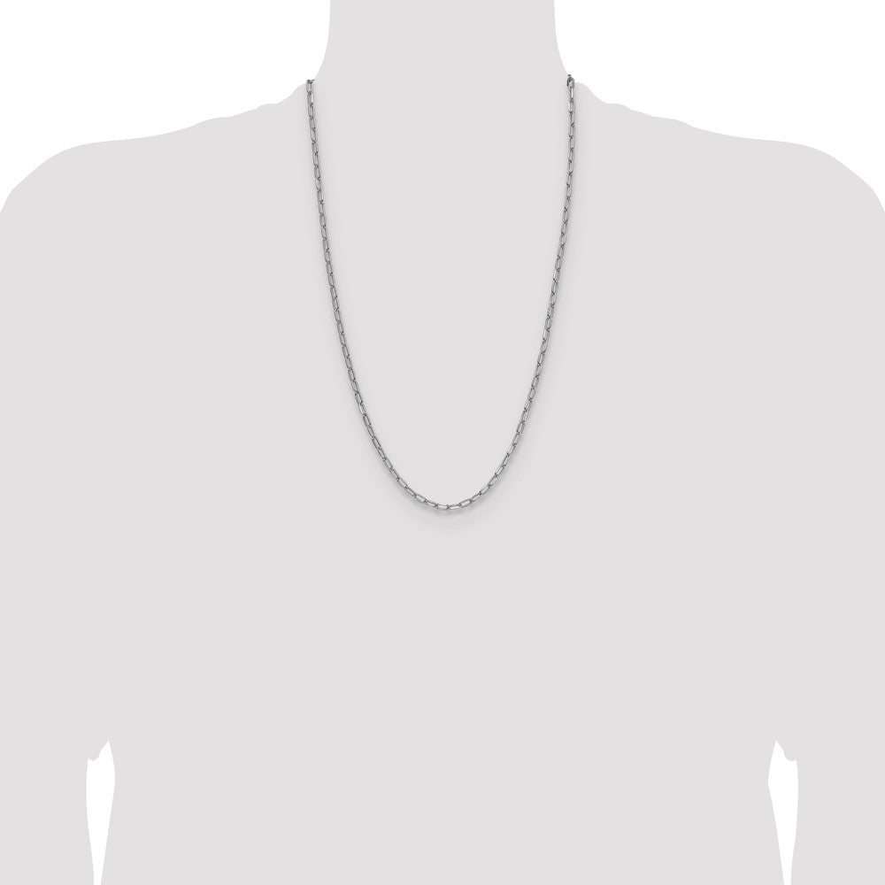 14k White Gold 3.7mm Semi-Solid Beveled Paperclip Chain