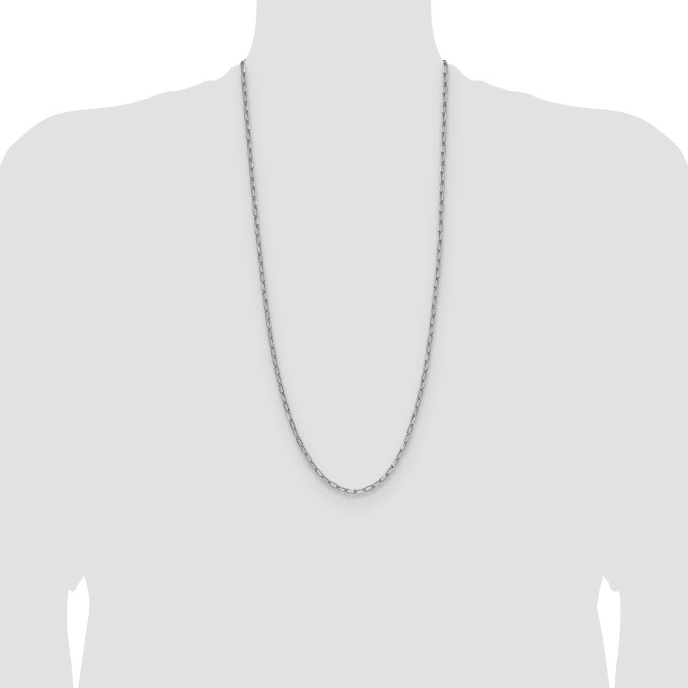 14k White Gold 3.7mm Semi-Solid Beveled Paperclip Chain