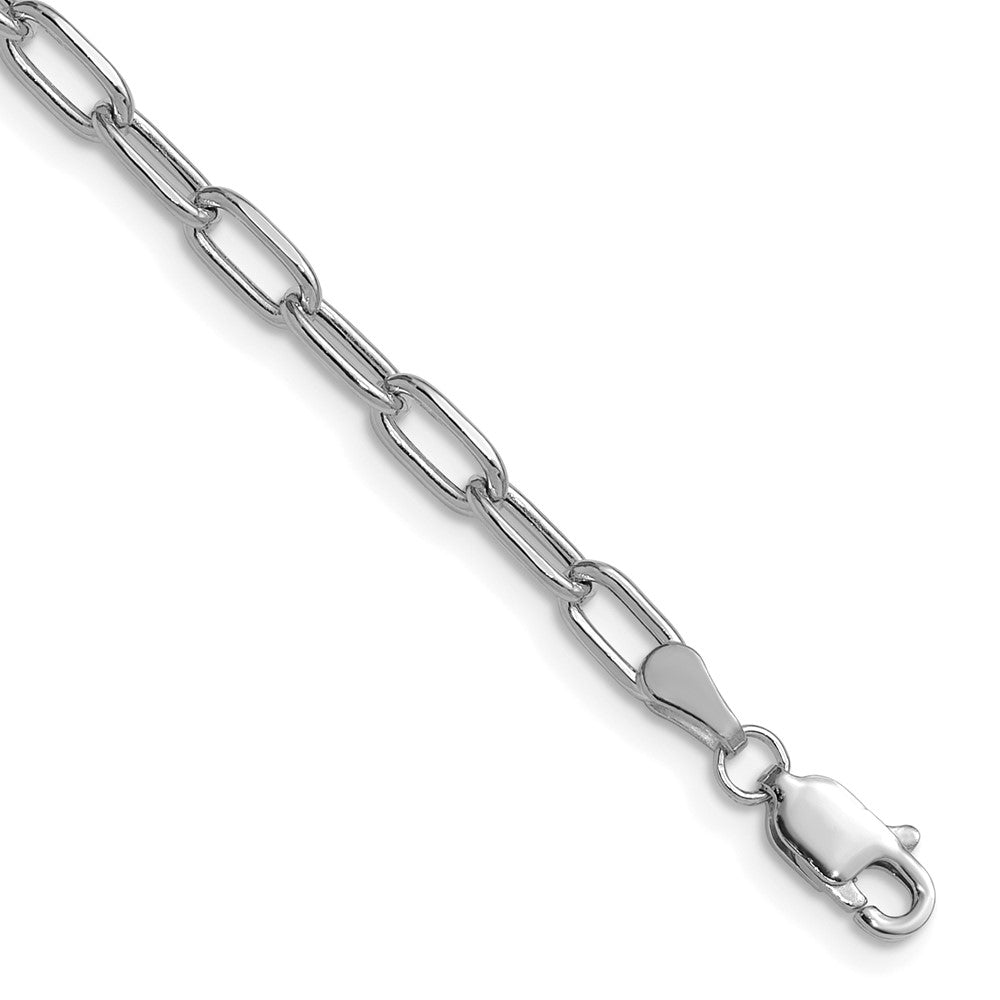 14k White Gold 3.7mm Semi-Solid Beveled Paperclip Chain