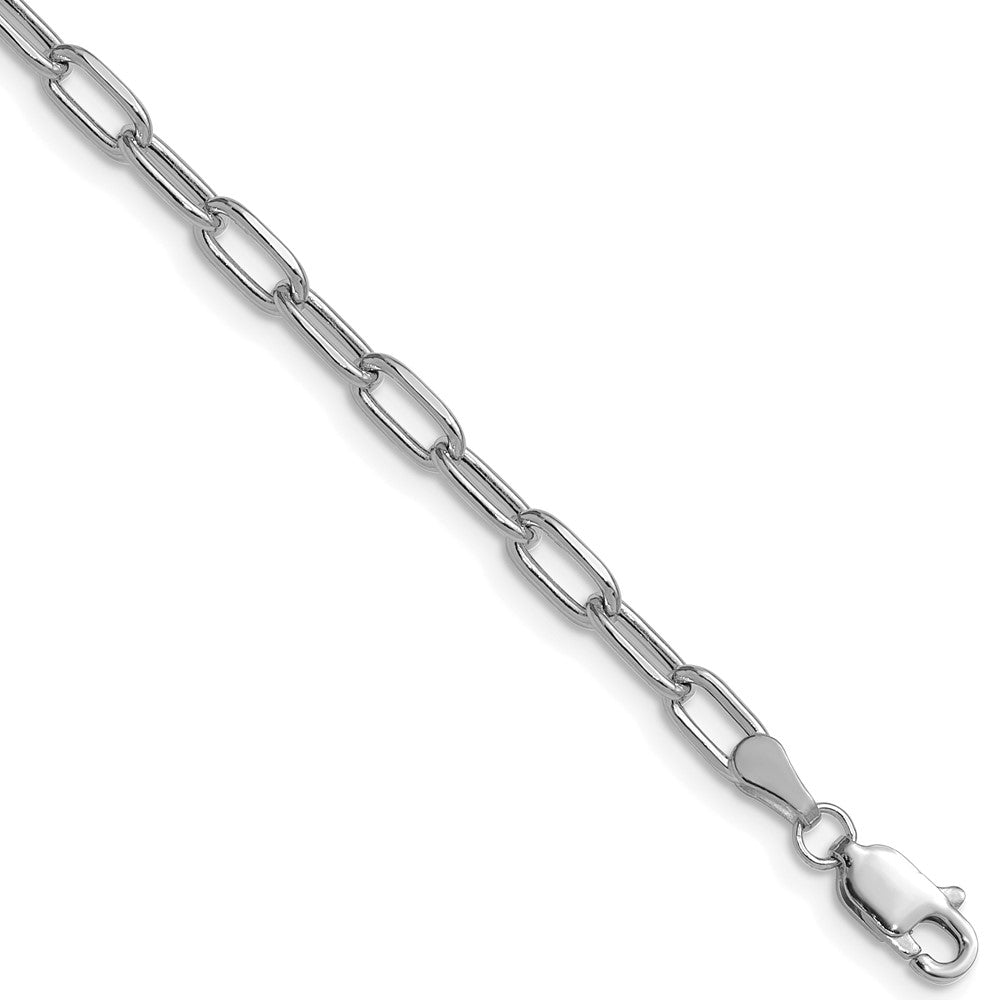 14k White Gold 3.7mm Semi-Solid Beveled Paperclip Chain