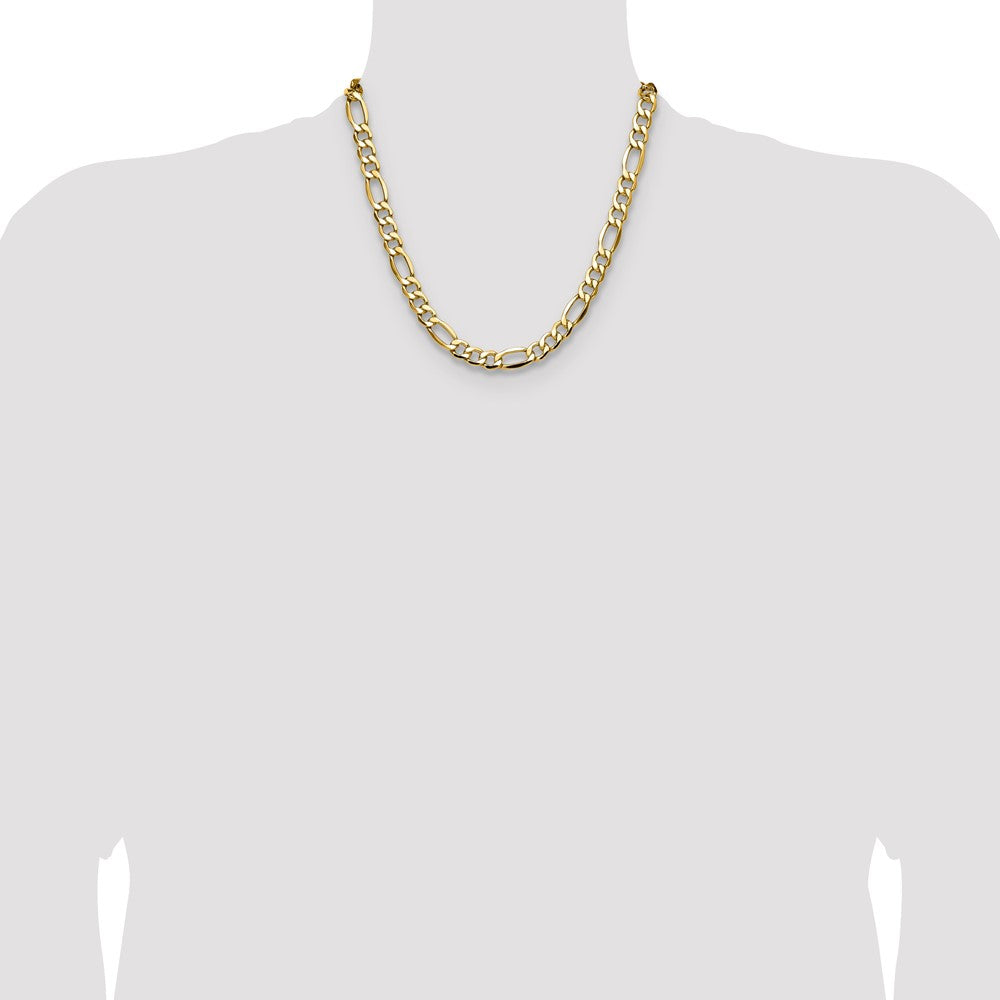 14k 9.4mm Semi-Solid Figaro Chain