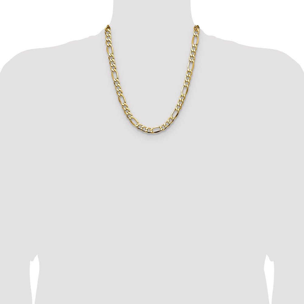 14k 9.4mm Semi-Solid Figaro Chain
