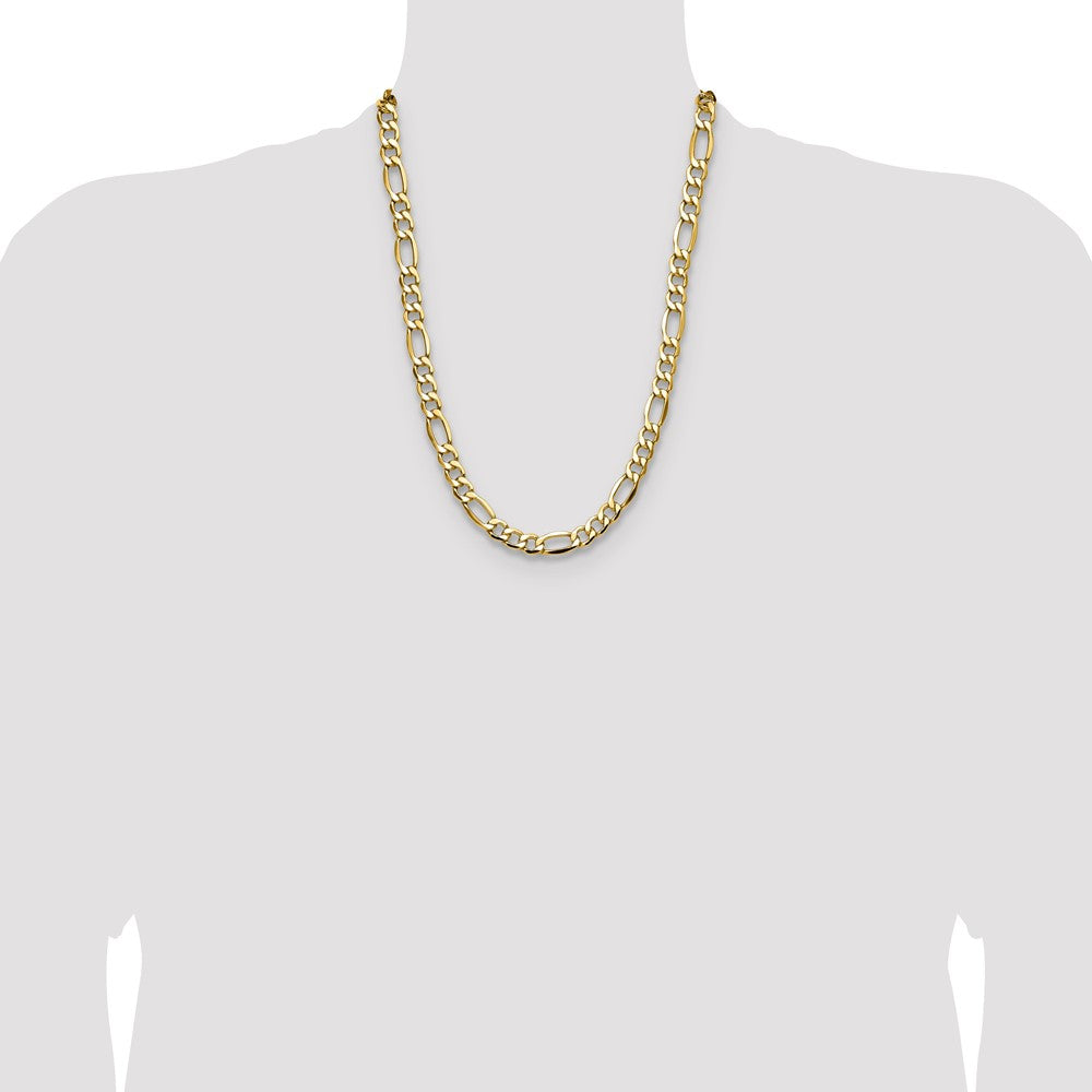 14k 9.4mm Semi-Solid Figaro Chain