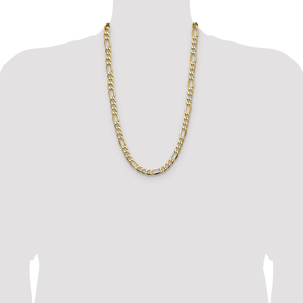 14k 9.4mm Semi-Solid Figaro Chain