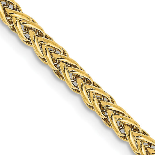 14K 2.6mm Semi-Solid 3-Wire Wheat with Lobster Clasp Chain