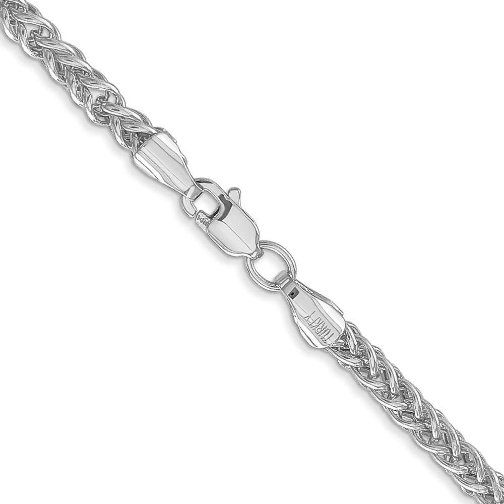 14k White Gold 2.6mm Semi-solid 3-Wire Wheat Chain