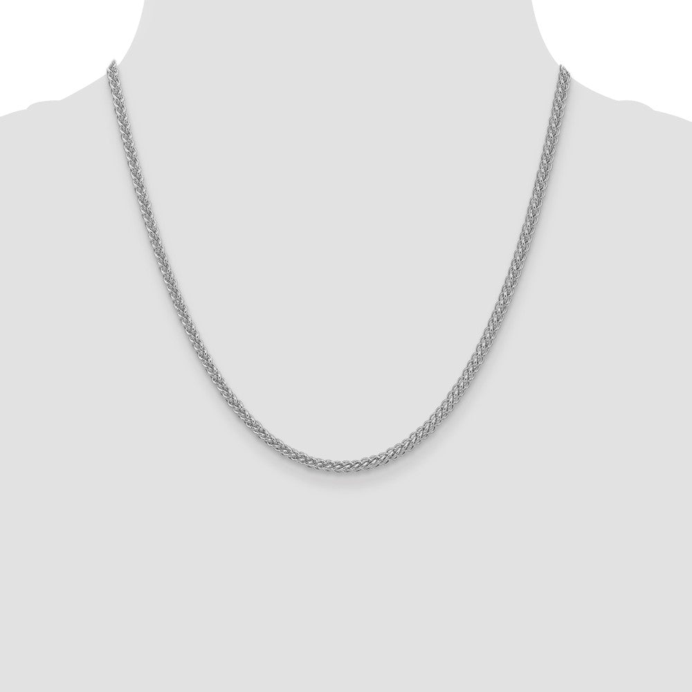 14k White Gold 2.6mm Semi-solid 3-Wire Wheat Chain