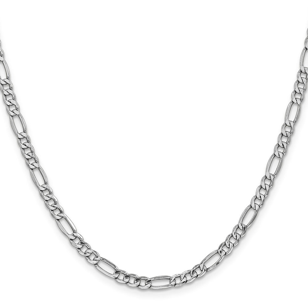 14K White Gold 4.4mm Semi-Solid Figaro with Lobster Clasp Chain
