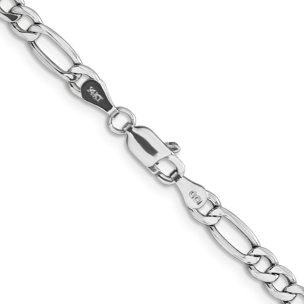 14K White Gold 4.4mm Semi-Solid Figaro with Lobster Clasp Chain