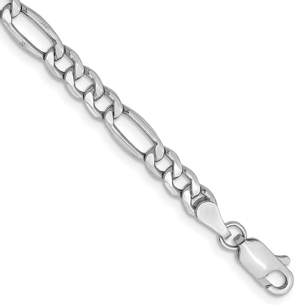14K White Gold 4.4mm Semi-Solid Figaro with Lobster Clasp Bracelet