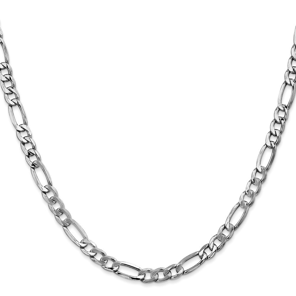 14K White Gold 5.75mm Semi-Solid Figaro with Lobster Clasp Chain