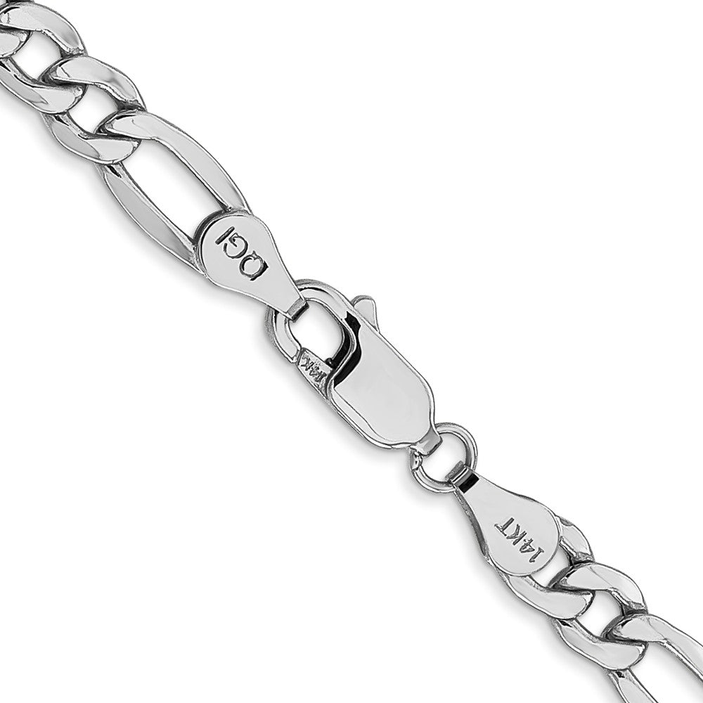 14K White Gold 5.75mm Semi-Solid Figaro with Lobster Clasp Chain