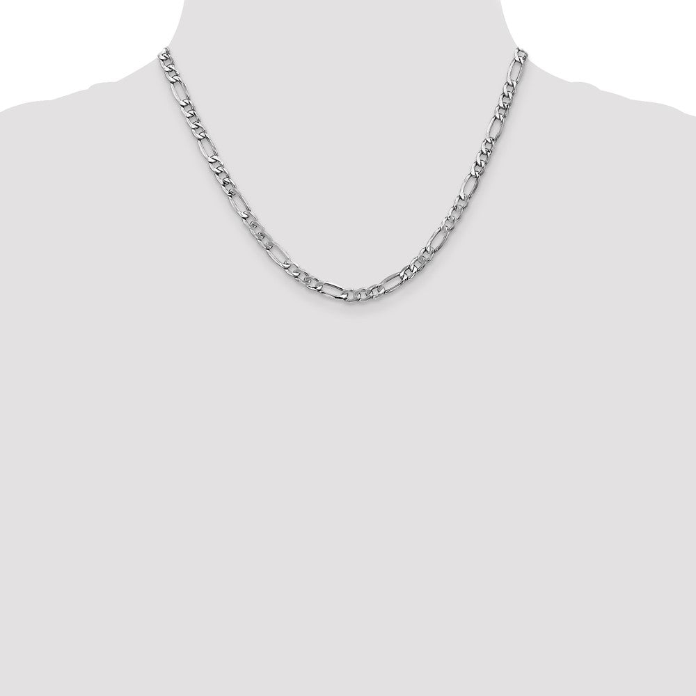 14K White Gold 5.75mm Semi-Solid Figaro with Lobster Clasp Chain