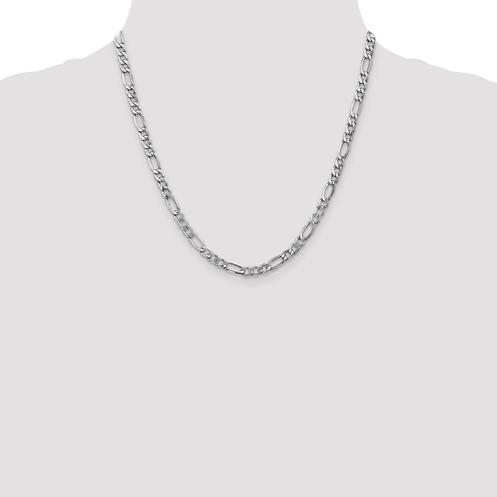 14K White Gold 5.75mm Semi-Solid Figaro with Lobster Clasp Chain