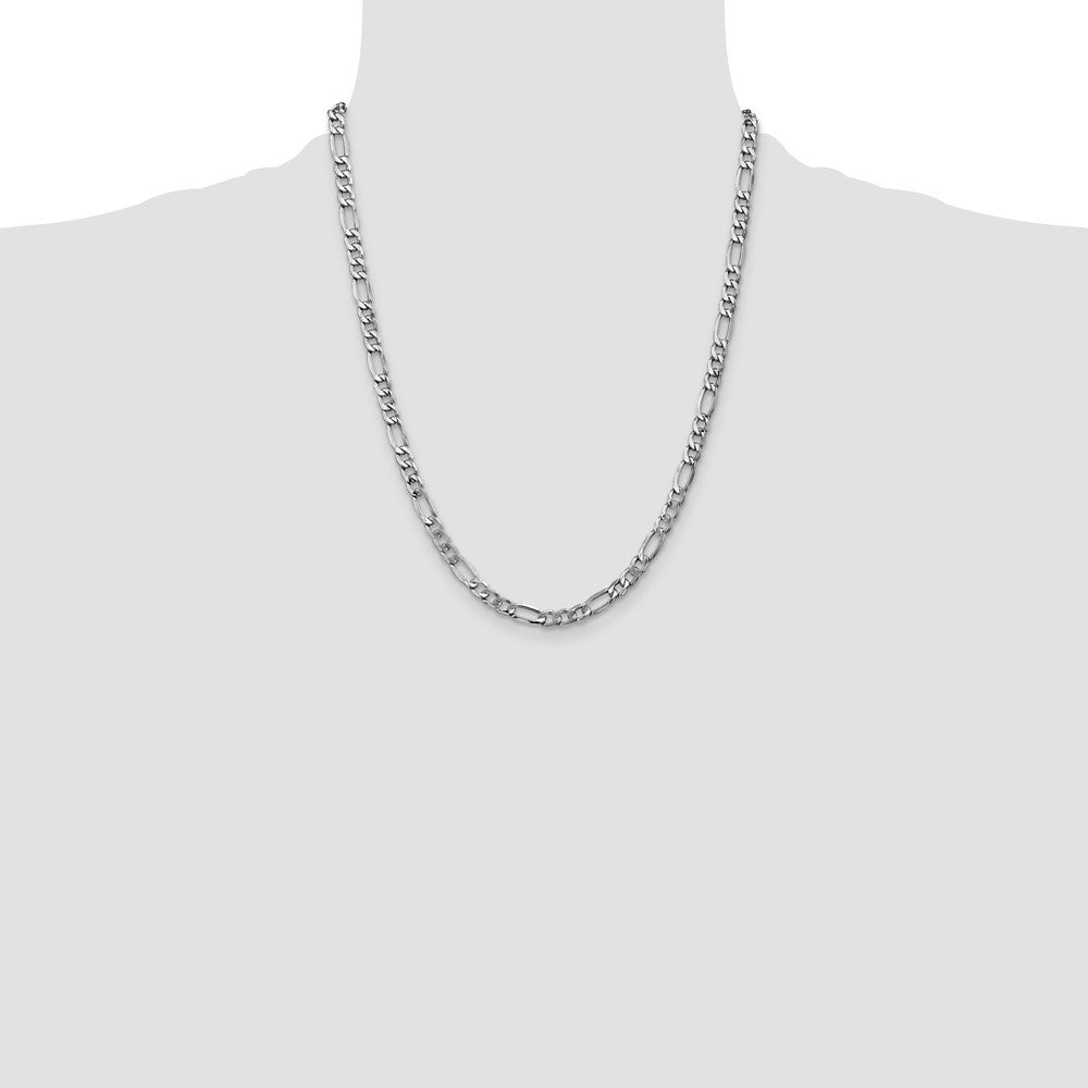 14K White Gold 5.75mm Semi-Solid Figaro with Lobster Clasp Chain