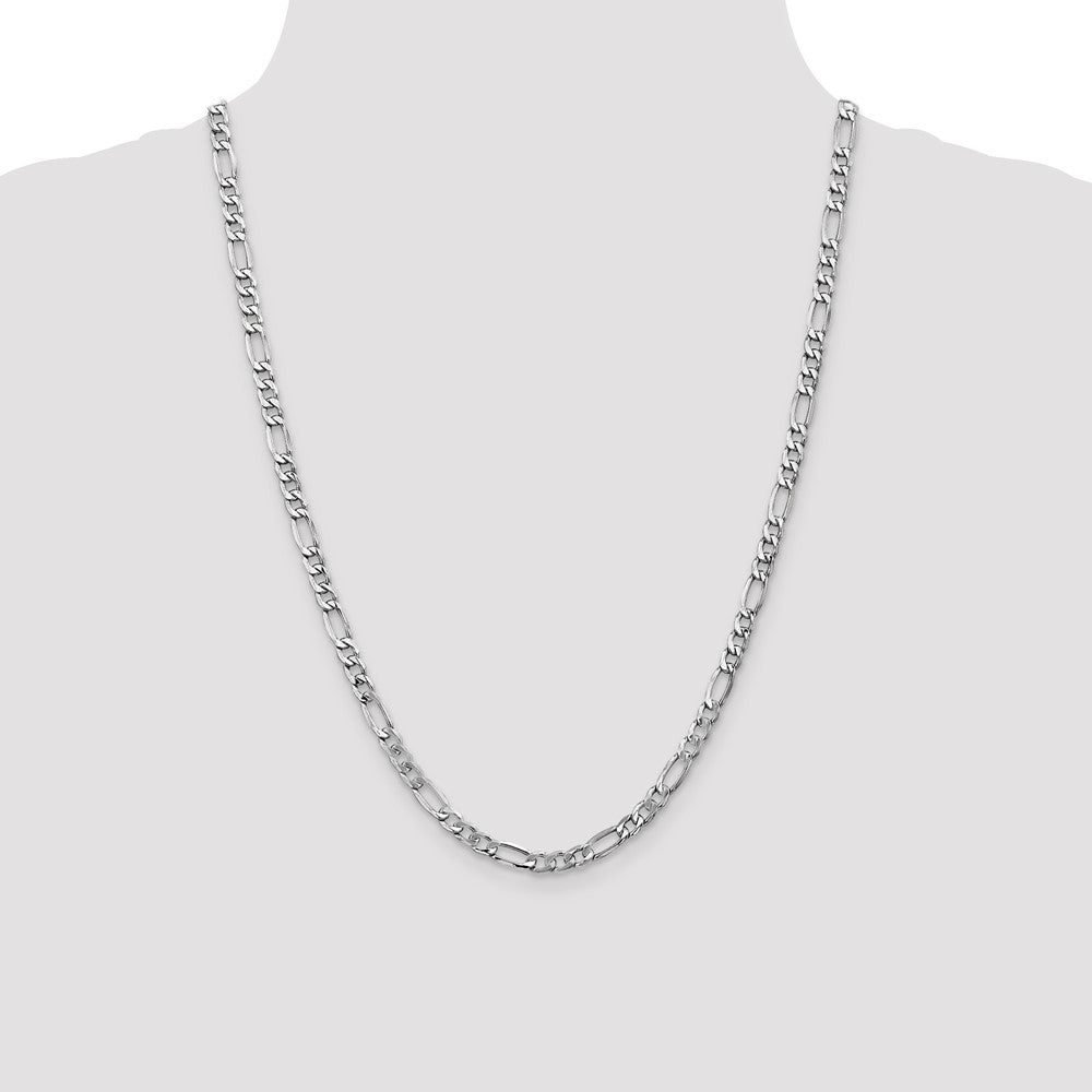 14K White Gold 5.75mm Semi-Solid Figaro with Lobster Clasp Chain