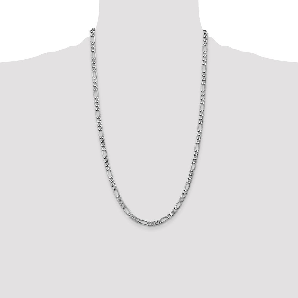 14K White Gold 5.75mm Semi-Solid Figaro with Lobster Clasp Chain