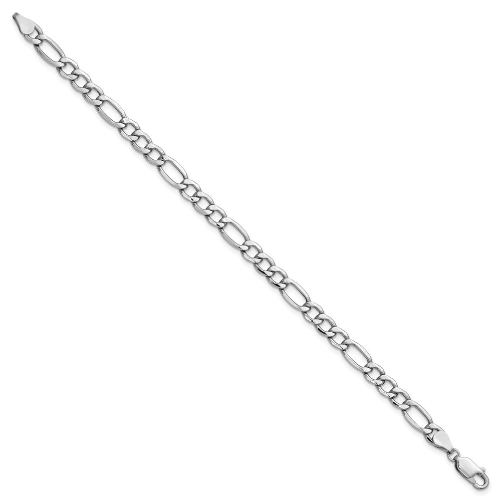 14K White Gold 5.75mm Semi-Solid Figaro with Lobster Clasp Bracelet