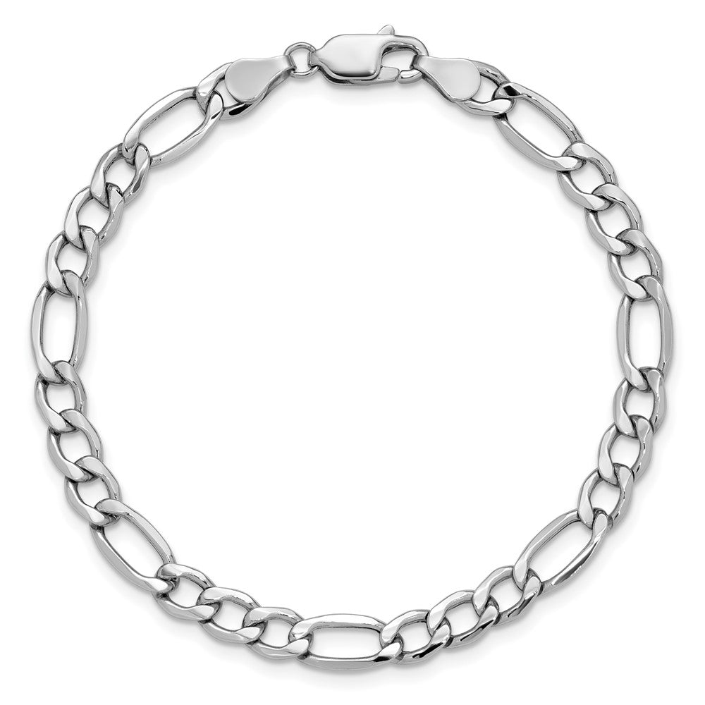 14K White Gold 5.75mm Semi-Solid Figaro with Lobster Clasp Bracelet