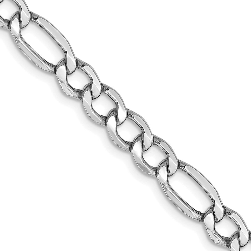 14K White Gold 5.75mm Semi-Solid Figaro with Lobster Clasp Chain