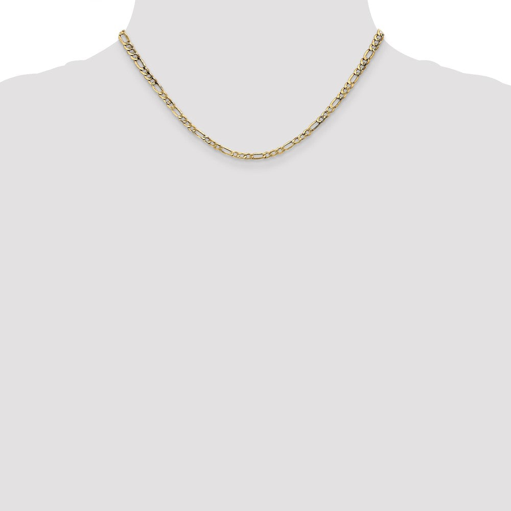 14K 3.5mm Semi-Solid Figaro with Lobster Clasp Chain