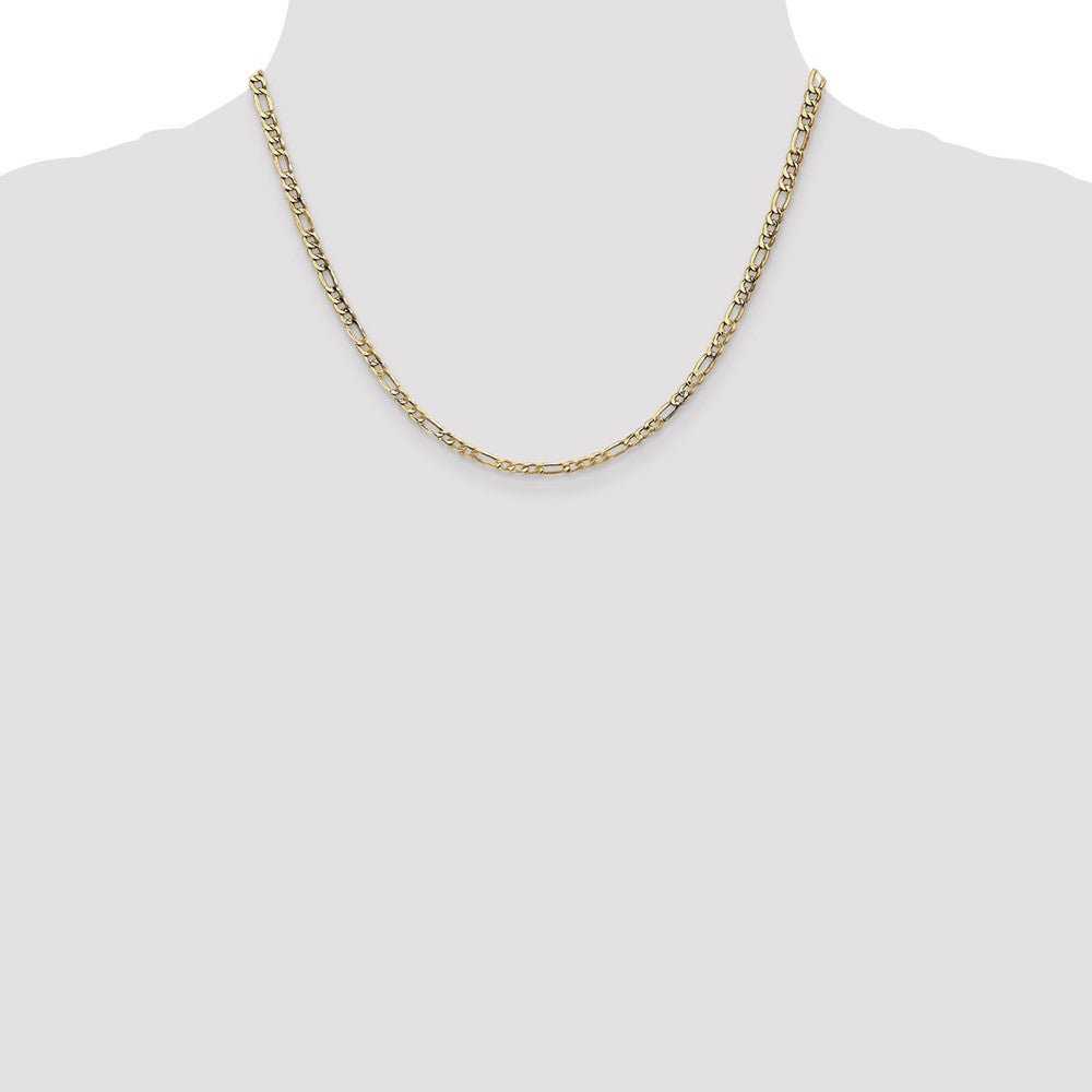 14K 3.5mm Semi-Solid Figaro with Lobster Clasp Chain