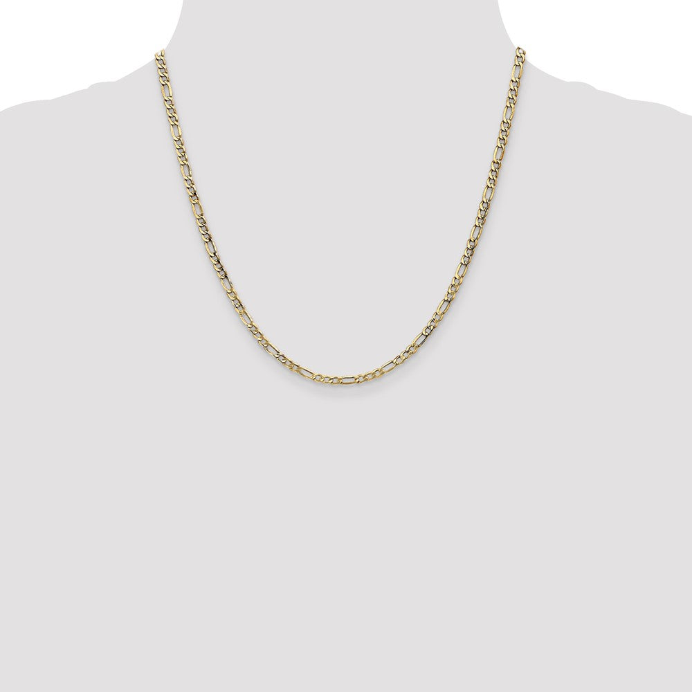 14K 3.5mm Semi-Solid Figaro with Lobster Clasp Chain