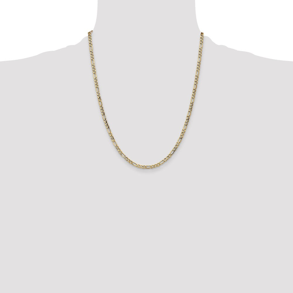 14K 3.5mm Semi-Solid Figaro with Lobster Clasp Chain