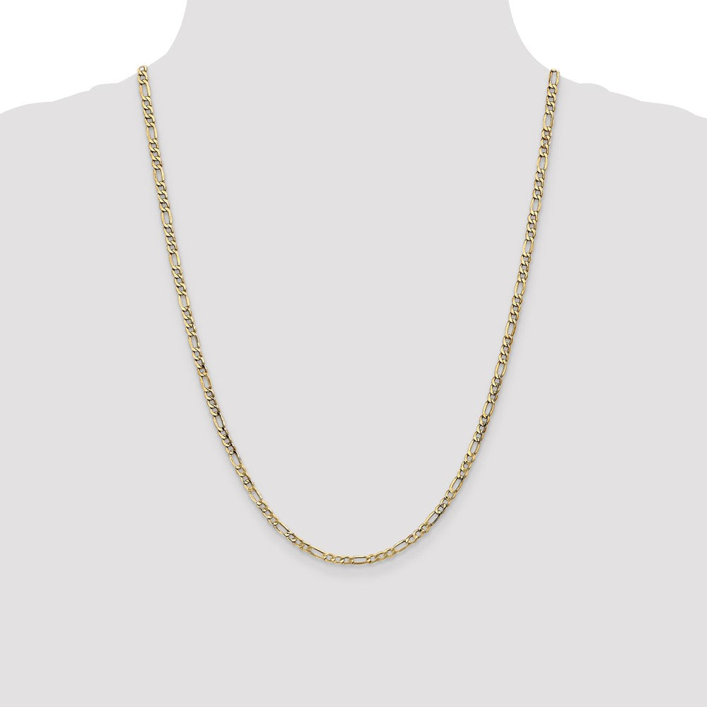 14K 3.5mm Semi-Solid Figaro with Lobster Clasp Chain