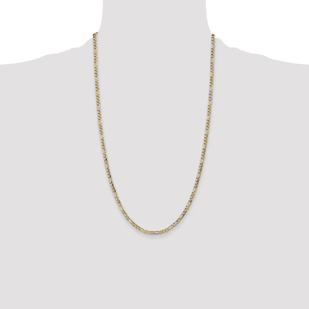 14K 3.5mm Semi-Solid Figaro with Lobster Clasp Chain